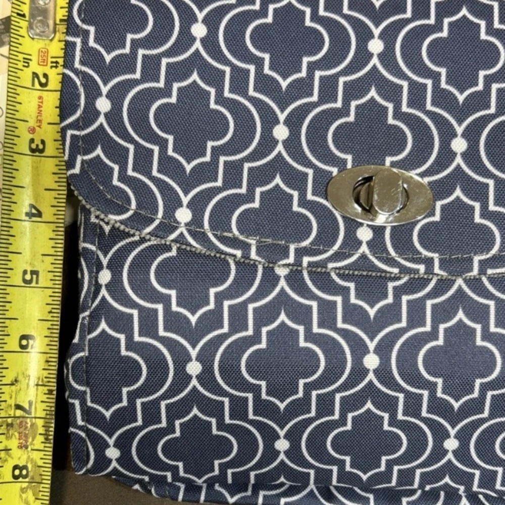 Lilly Bit by Demdaco Navy Blue Trellis Print Folding Diaper Clutch Shoulder Bag - Picture 16 of 16